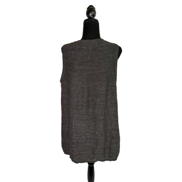 Ruby Rd Gray & Silver Sweater Vest with Faux Fur, Medium, NWT - Picture 2 of 7